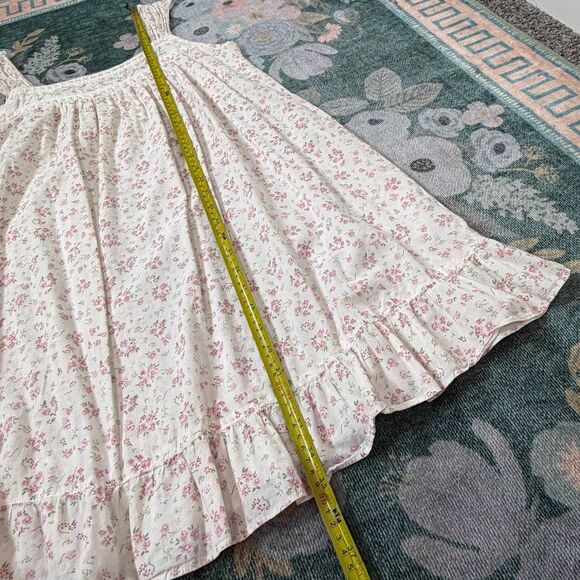 Vintage Nightgown small white pink lace Floral Sleeveless Cotton sleep Dress S - Picture 9 of 11